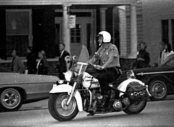 Western Maryland College, Kent State March, Westminster motorcycle policeman, Westminster, Maryland